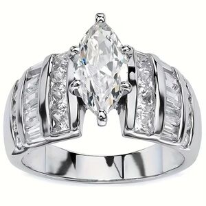 Private Label Marquise White CZ Ring in Silver Tone